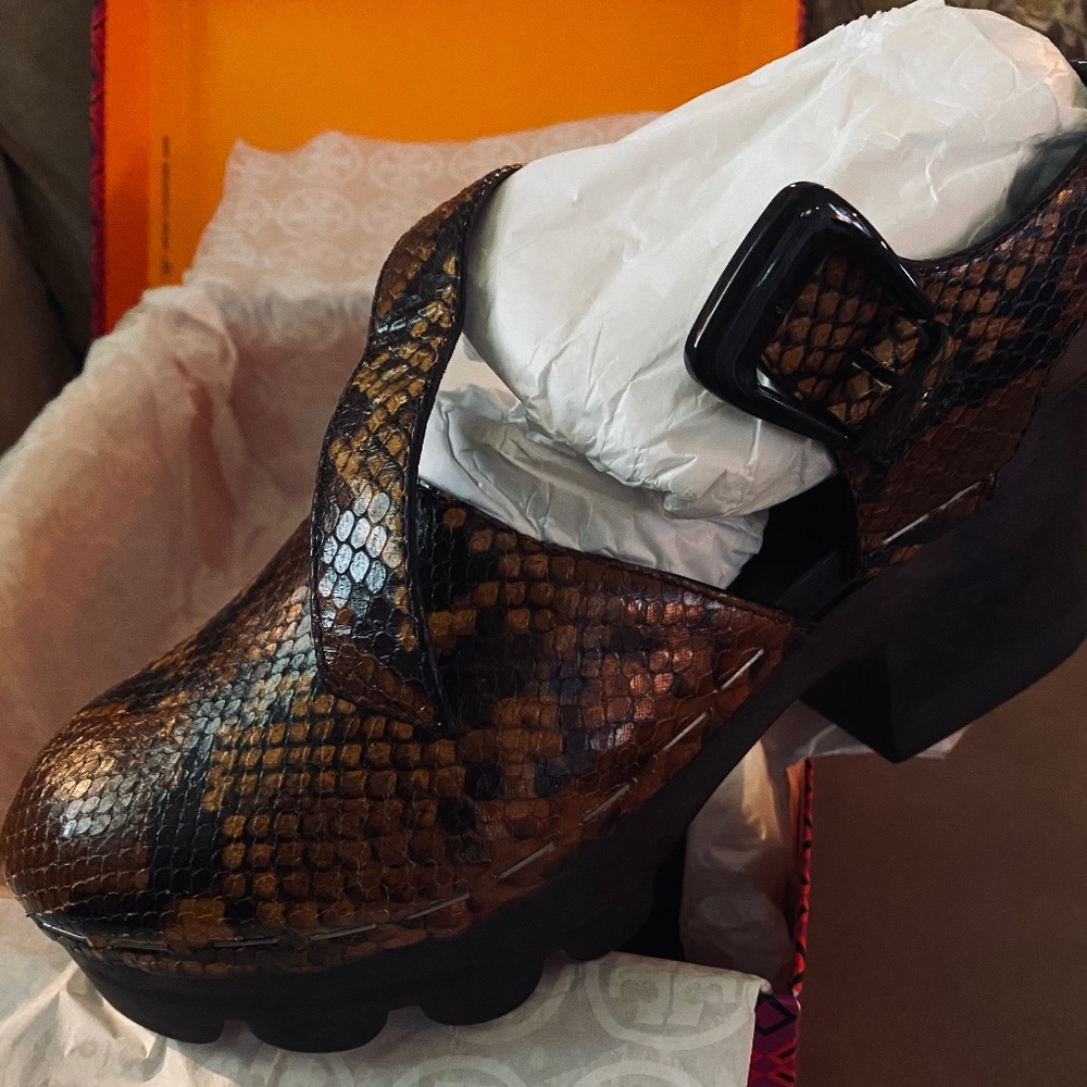 Tory Burch Lug Sole Clog - Stamped Snake Print